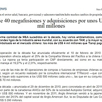 Ms de 40 megafusiones y adquisiciones por unos US$ 70 mil millones